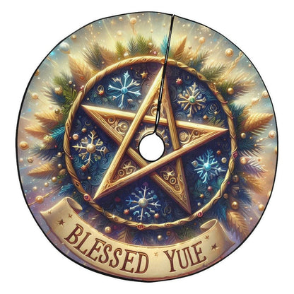 Magic Pentacle Wicca Pagan Christmas Tree Skirt for Yule Decor-MoonChildWorld