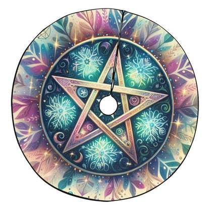 Magic Pentacle Wicca Pagan Christmas Tree Skirt for Yule Decor-MoonChildWorld