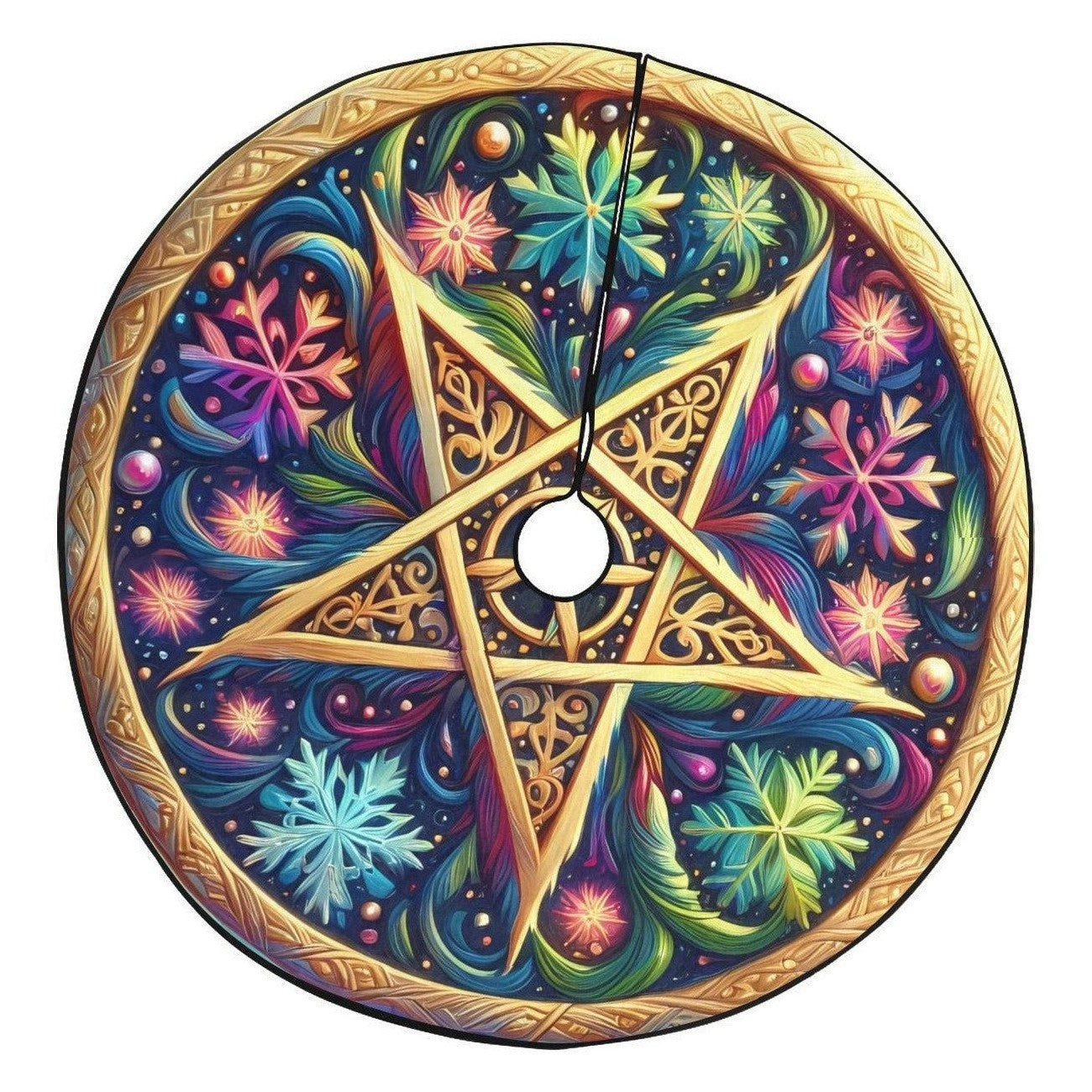 Magic Pentacle Wicca Pagan Christmas Tree Skirt for Yule Decor-MoonChildWorld