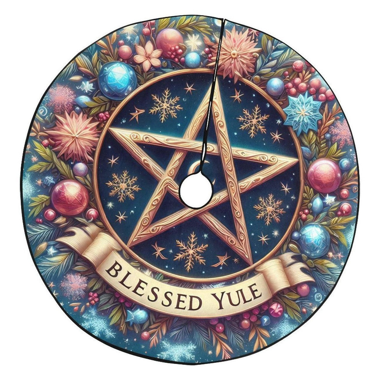 Magic Pentacle Wicca Pagan Christmas Tree Skirt for Yule Decor-MoonChildWorld