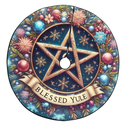 Magic Pentacle Wicca Pagan Christmas Tree Skirt for Yule Decor-MoonChildWorld