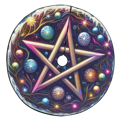 Magic Pentacle Wicca Pagan Christmas Tree Skirt for Yule Decor-MoonChildWorld