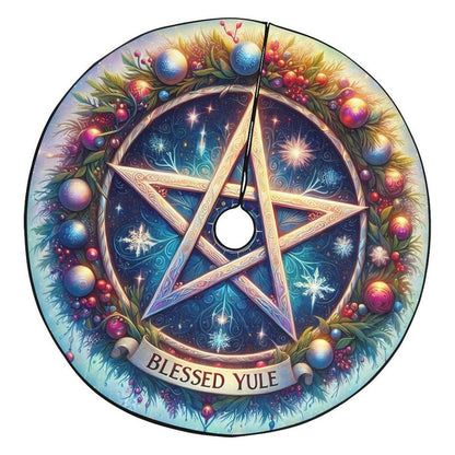 Magic Pentacle Wicca Pagan Christmas Tree Skirt for Yule Decor-MoonChildWorld
