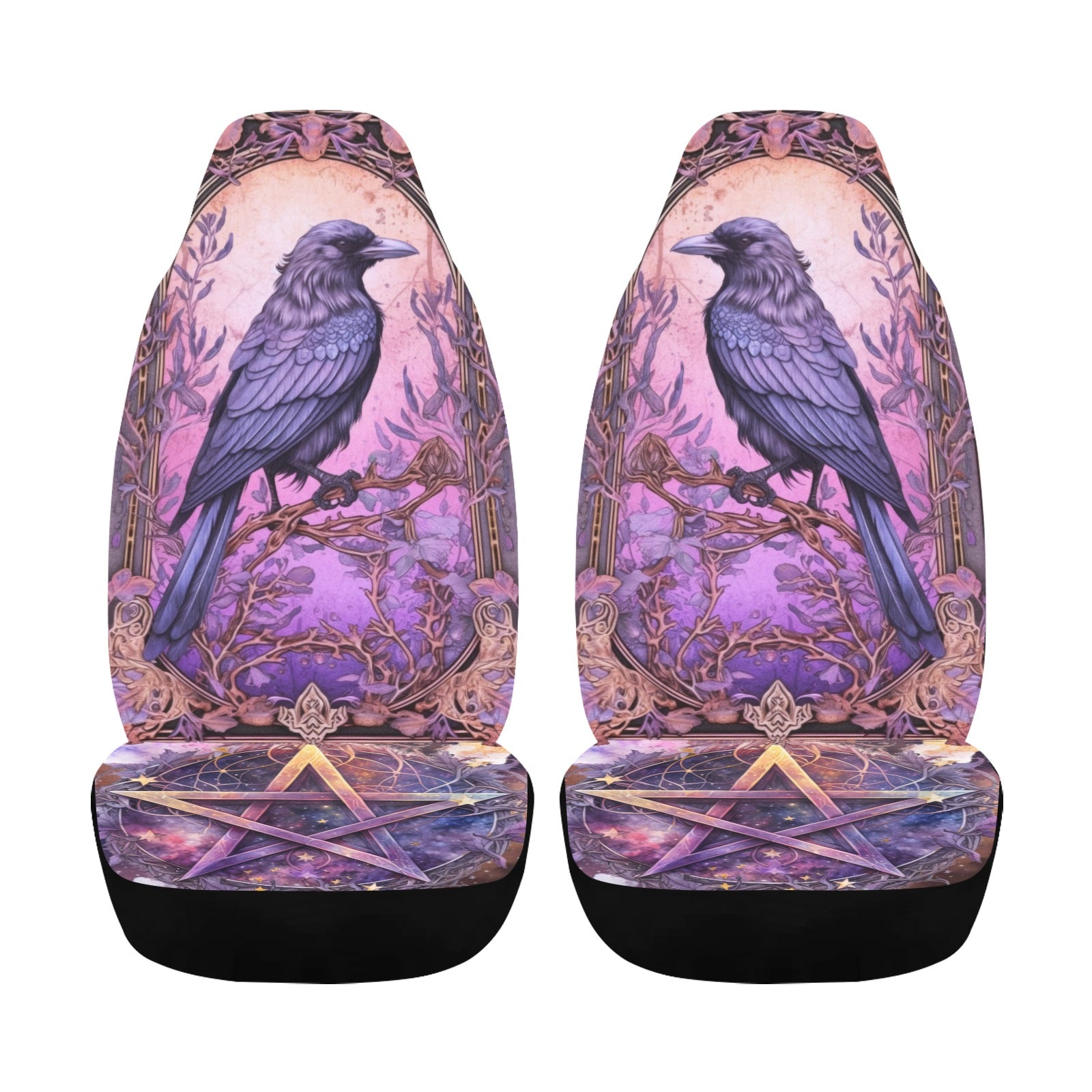 Magic Pentagram Dark Crow Gothic Raven Car Seat Covers-MoonChildWorld