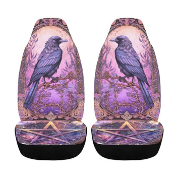 Magic Pentagram Dark Crow Gothic Raven Car Seat Covers