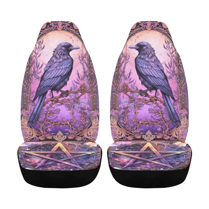 Magic Pentagram Dark Crow Gothic Raven Car Seat Covers-MoonChildWorld