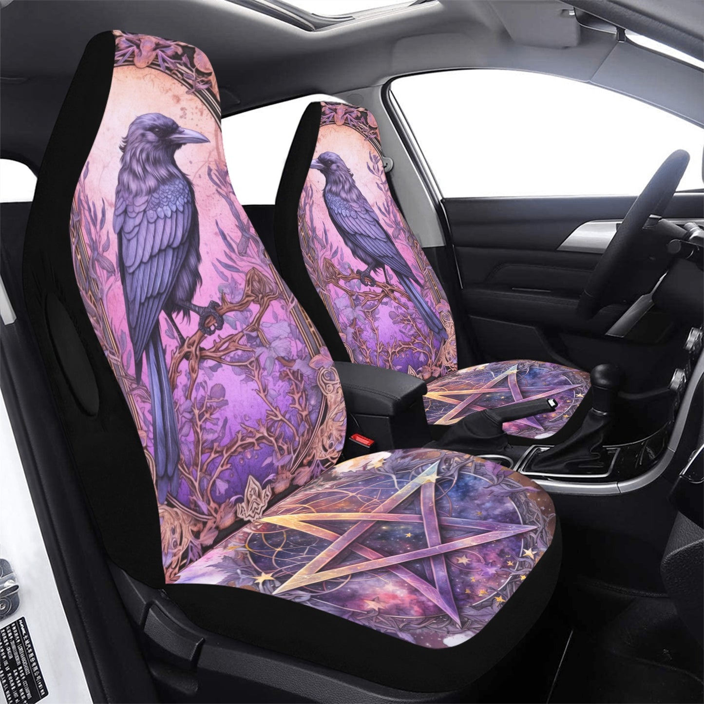 Magic Pentagram Dark Crow Gothic Raven Car Seat Covers-MoonChildWorld
