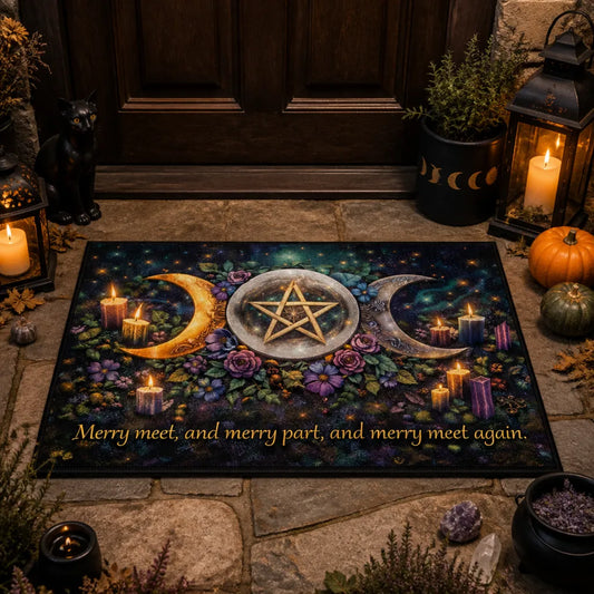 Magic Pentagram & Triple Moon Doormat – Pagan Spiritual Welcome Mat for Wiccan Home Decor_mockup_1.webp