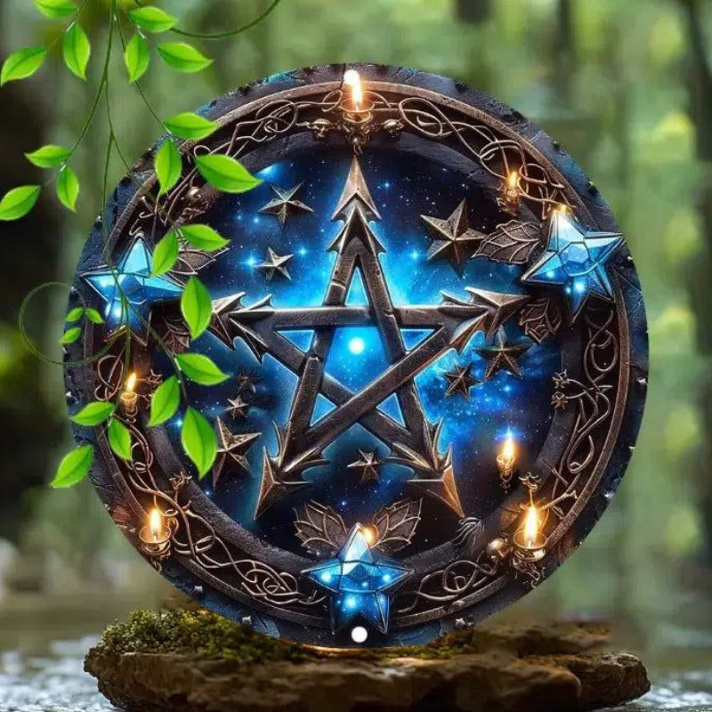 Magic Pentagram Wicca Metal Sign Pagan Decor-MoonChildWorld