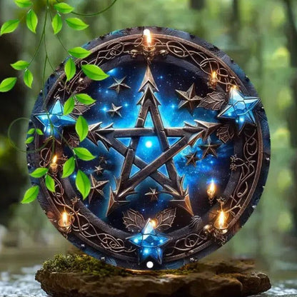 Magic Pentagram Wicca Metal Sign Pagan Decor-MoonChildWorld