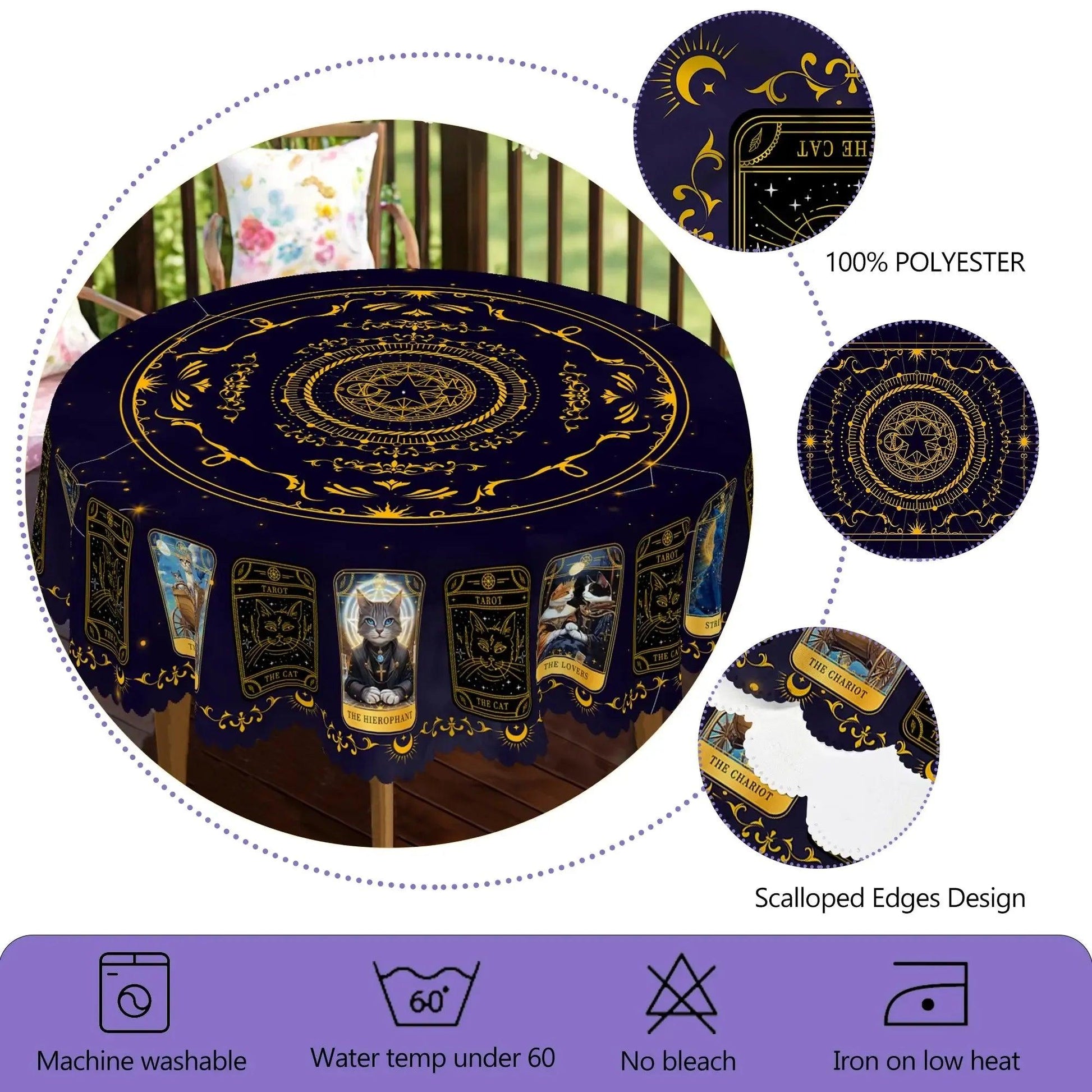 Magic Tarot Card Witch Tablecloth Witchy Home Decor-MoonChildWorld