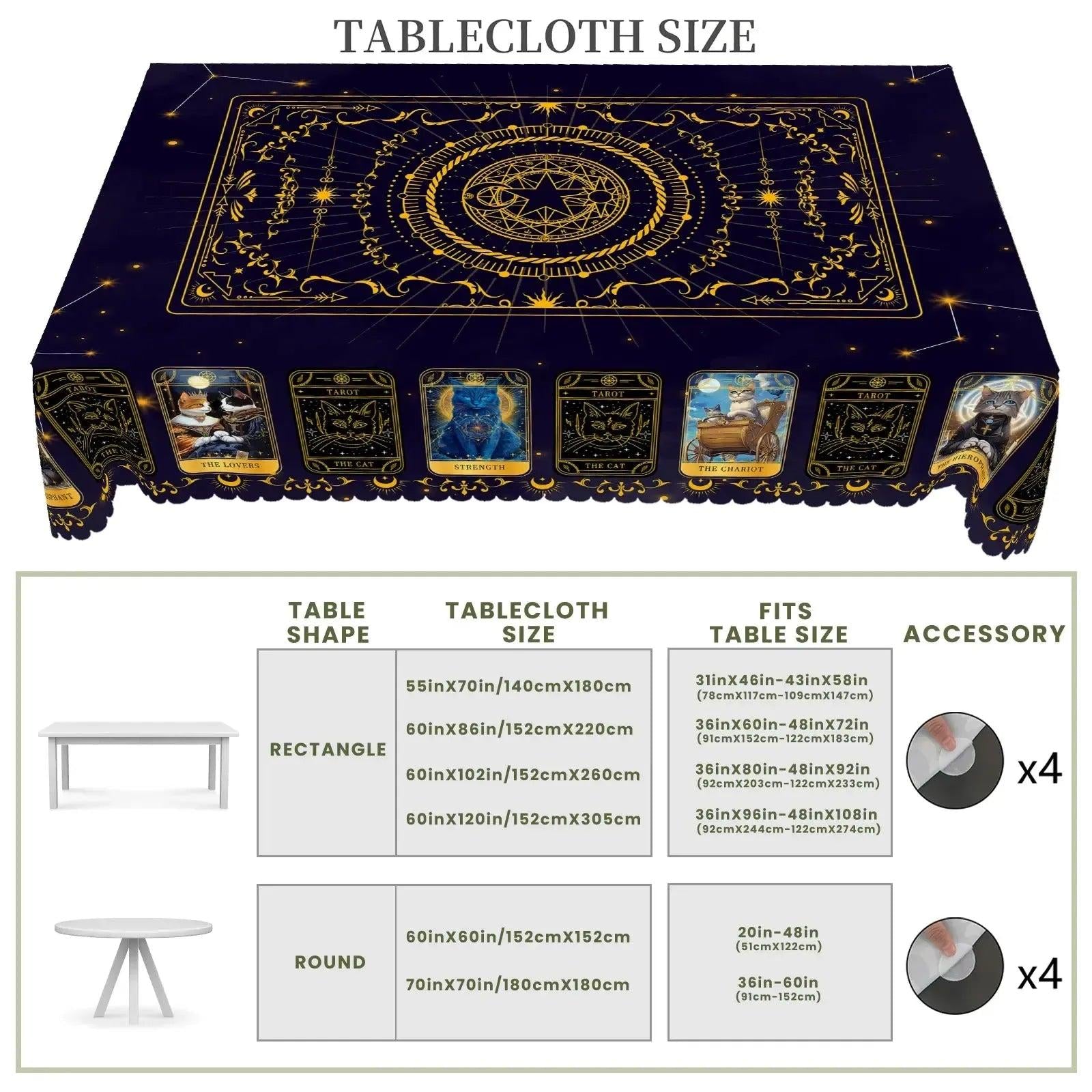 Magic Tarot Card Witch Tablecloth Witchy Home Decor-MoonChildWorld