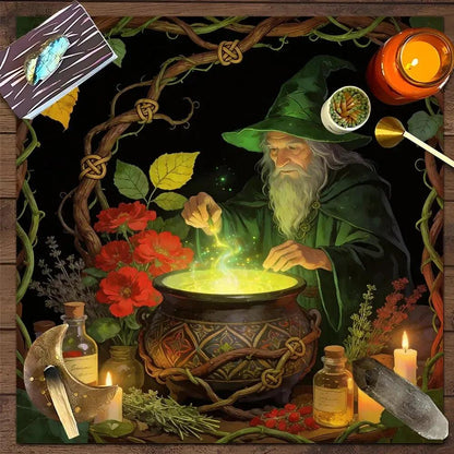 Magic Witch Altar Cloth Wicca Tablecloth For Rituals, Tarot Reading & Home Decor-MoonChildWorld