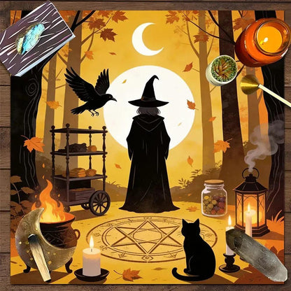 Magic Witch Altar Cloth Wicca Tablecloth For Rituals, Tarot Reading & Home Decor-MoonChildWorld