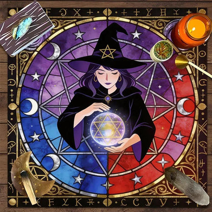 Magic Witch Altar Cloth Wicca Tablecloth For Rituals, Tarot Reading & Home Decor-MoonChildWorld