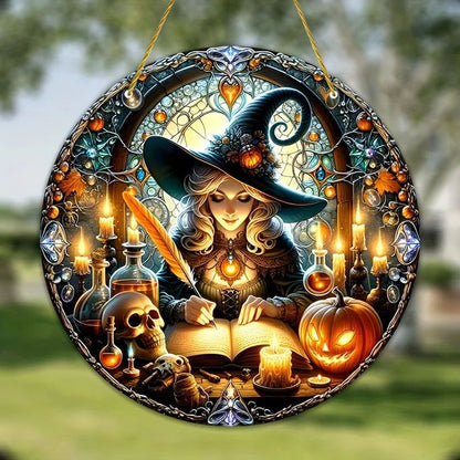 Magic Witch Suncatcher Halloween Acrylic Round Sign-MoonChildWorld
