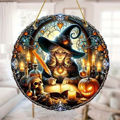 Magic Witch Suncatcher Halloween Acrylic Round Sign-MoonChildWorld