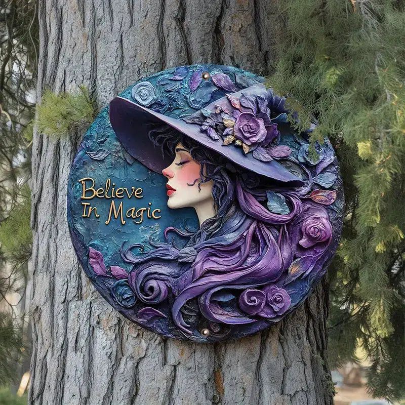 Magic Witch Wall Art Wiccan Christmas Metal Sign for Pagan Yule Home Decorations-MoonChildWorld