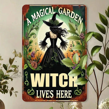 Magical Garden Witchy Metal Sign Witch Wall Art Halloween Welcome Sign-MoonChildWorld