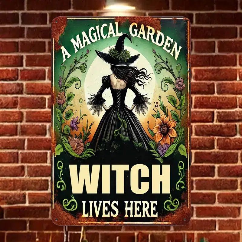 Magical Garden Witchy Metal Sign Witch Wall Art Halloween Welcome Sign-MoonChildWorld