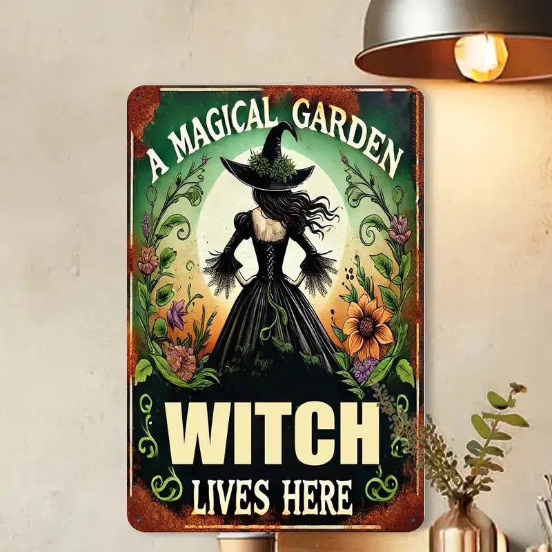 Magical Garden Witchy Metal Sign Witch Wall Art Halloween Welcome Sign-MoonChildWorld