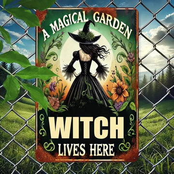 Magical Garden Witchy Metal Sign Witch Wall Art Halloween Welcome Sign-MoonChildWorld