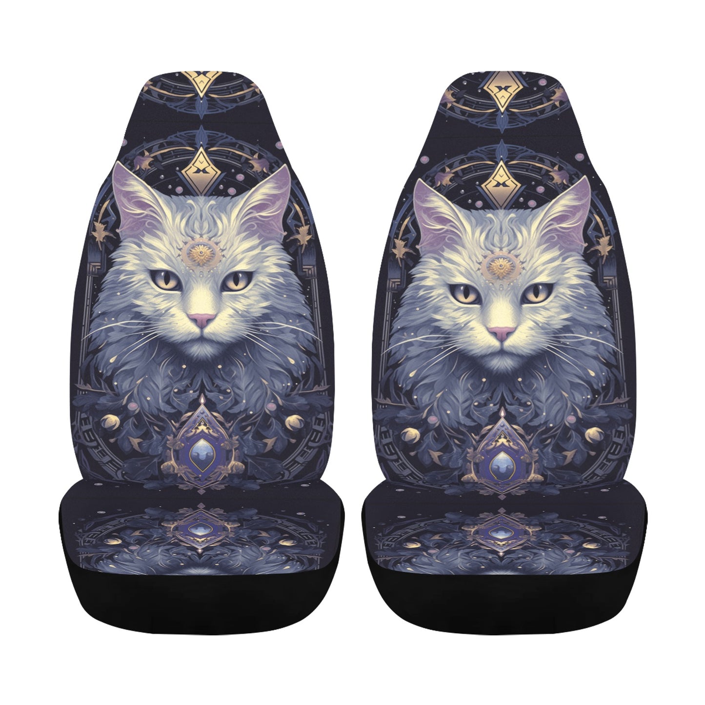 Magical White Cat Witchy Car Seat Covers-MoonChildWorld