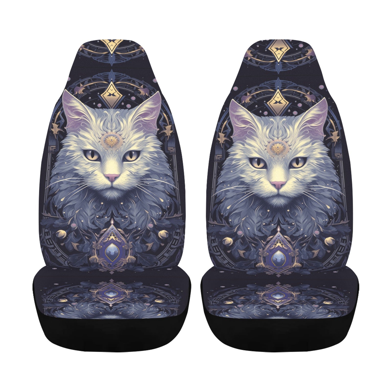 Magical White Cat Witchy Car Seat Covers-MoonChildWorld