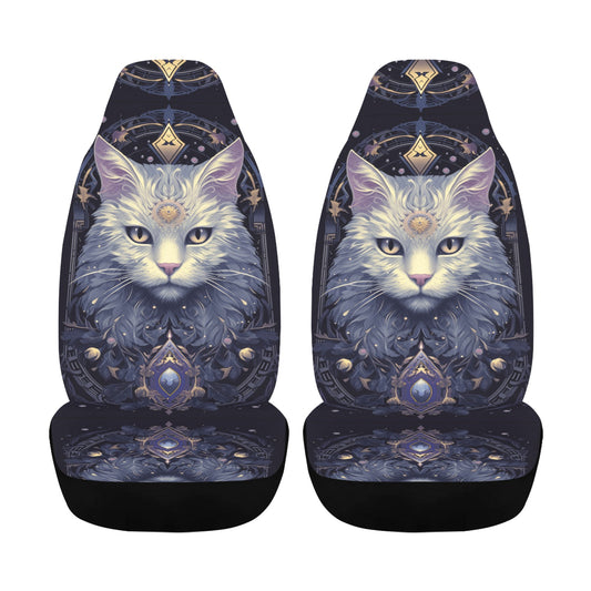 Magical White Cat Witchy Car Seat Covers-MoonChildWorld