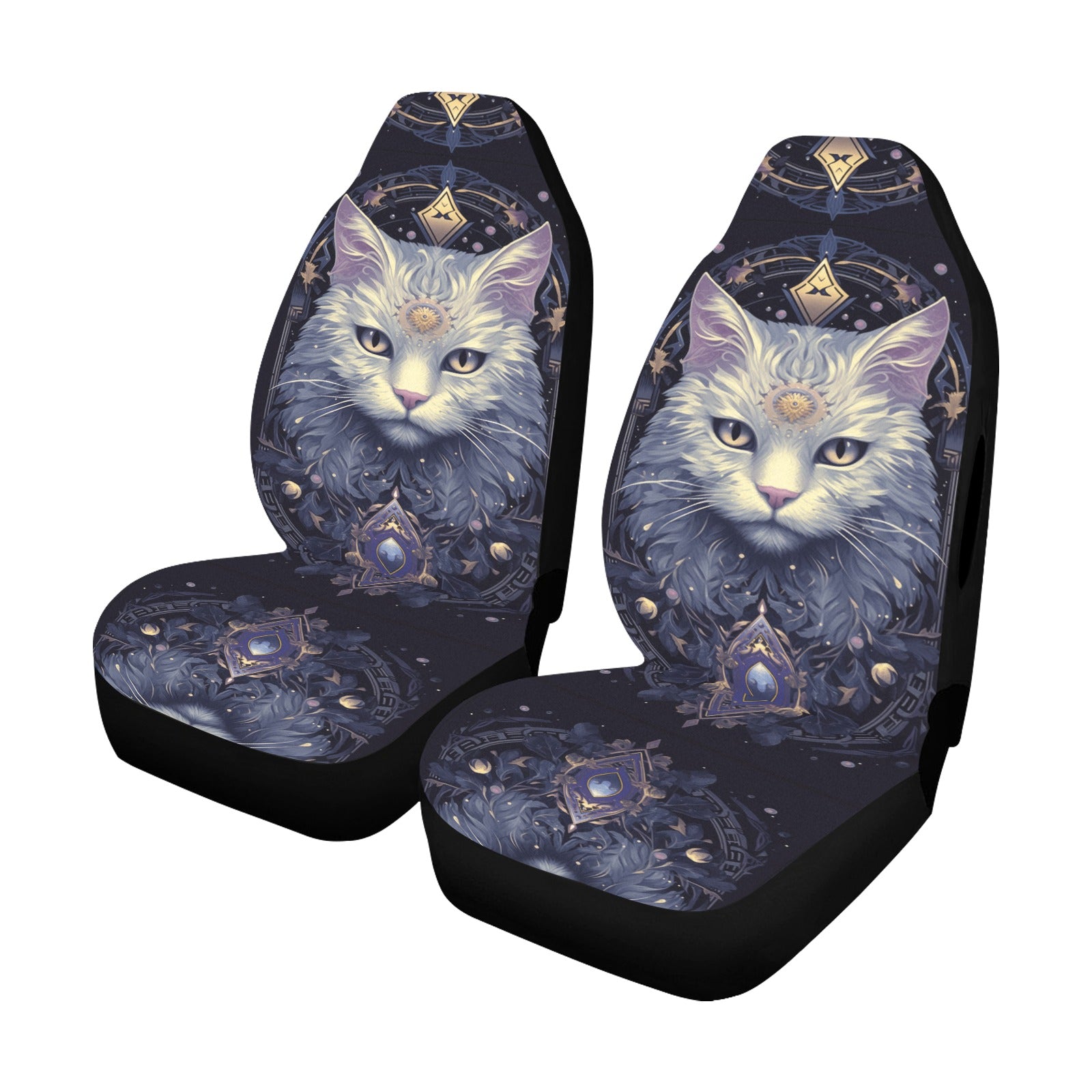 Magical White Cat Witchy Car Seat Covers-MoonChildWorld