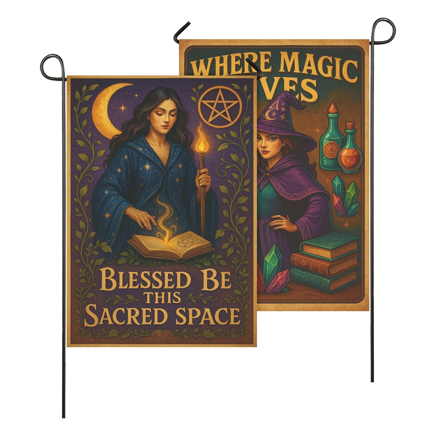 Magical Witch Garden Flag & Wicca House Flag - Witchy Outdoor Decor-MoonChildWorld