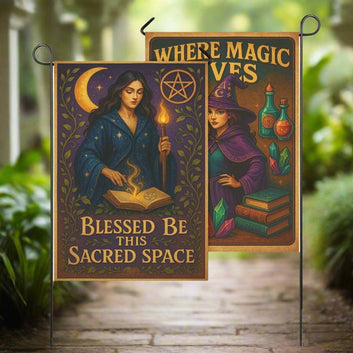 Magical Witch Garden Flag & Wicca House Flag - Witchy Outdoor Decor