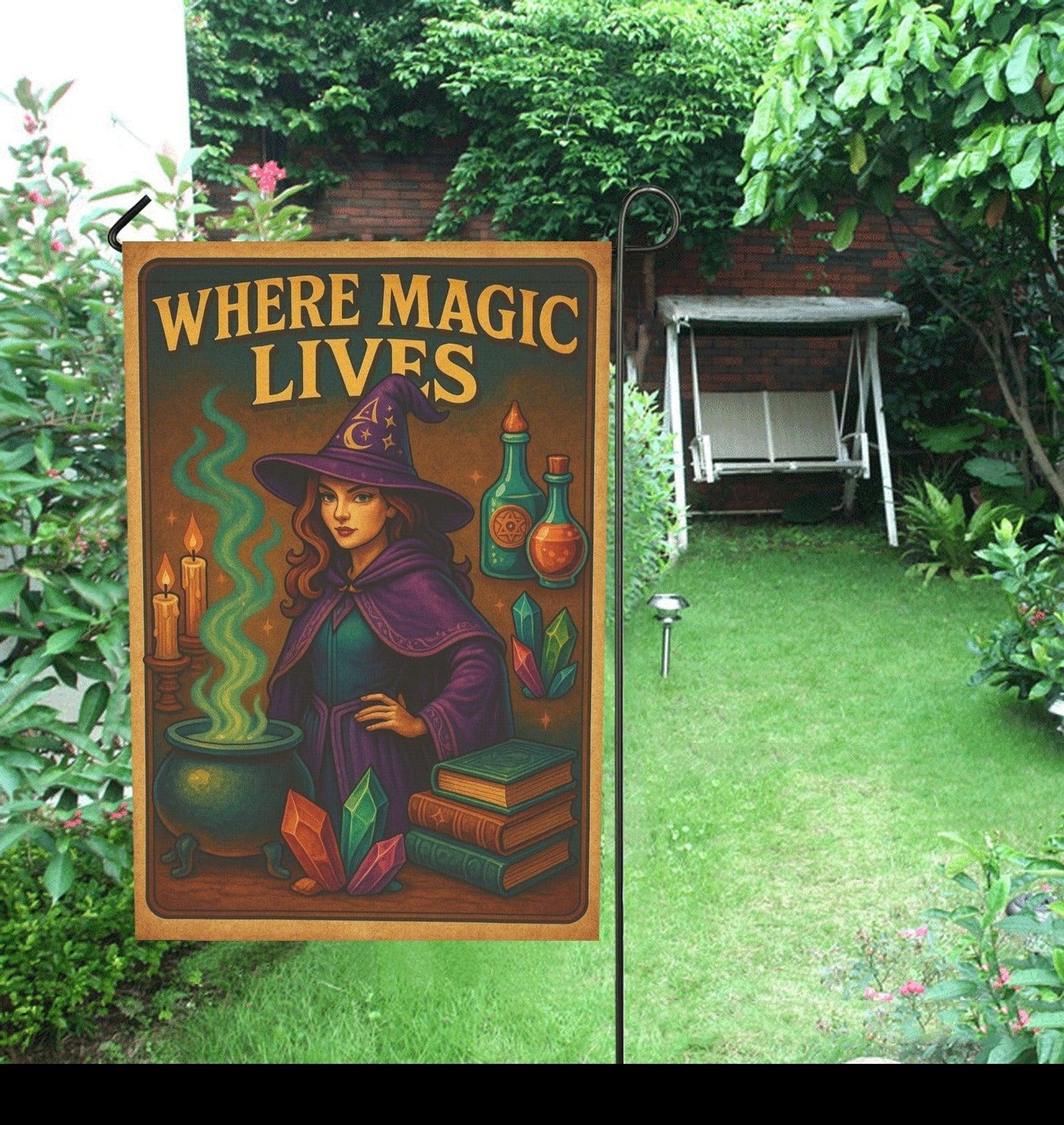 Magical Witch Garden Flag & Wicca House Flag - Witchy Outdoor Decor-MoonChildWorld
