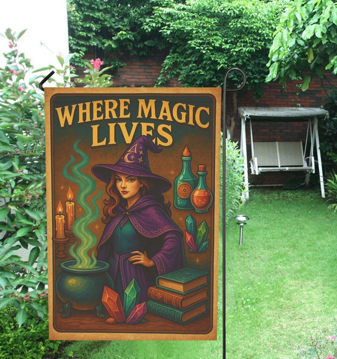 Magical Witch Garden Flag & Wicca House Flag - Witchy Outdoor Decor-MoonChildWorld