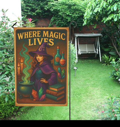 Magical Witch Garden Flag & Wicca House Flag - Witchy Outdoor Decor-MoonChildWorld