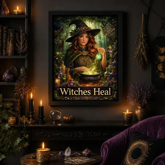 Magical Witch Wall Art - Black Framed Canvas Print for Wiccan & Pagan Decor_mockup_1.webp