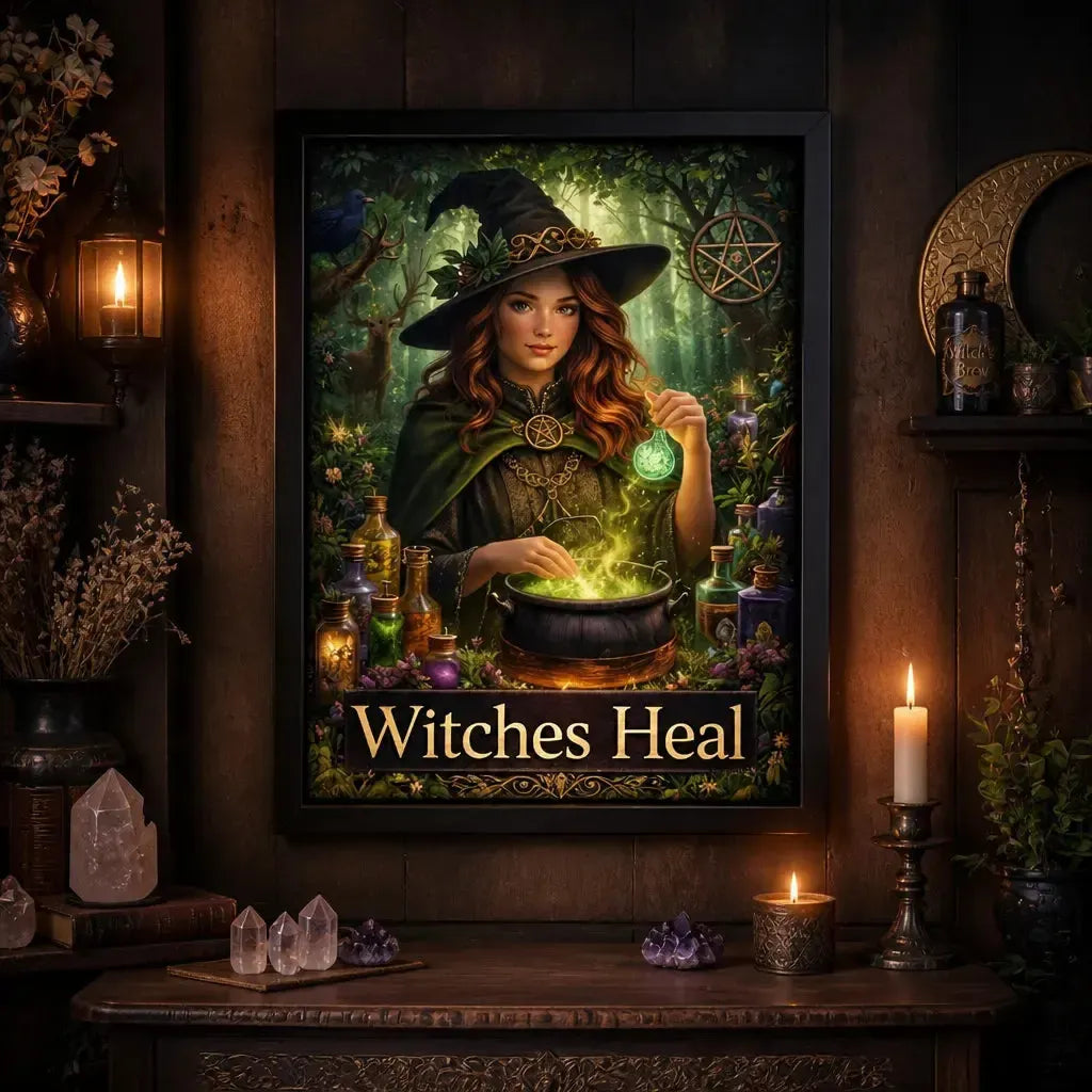 Magical Witch Wall Art - Black Framed Canvas Print for Wiccan & Pagan Decor_mockup_2.webp