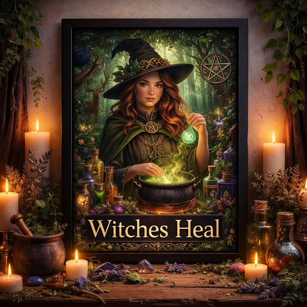 Magical Witch Wall Art - Black Framed Canvas Print for Wiccan & Pagan Decor-MoonChildWorld