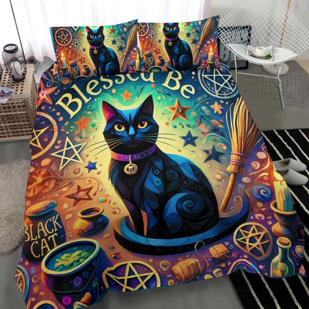 Magician Black Cat Wicca Bedding Set for Witch Home Decor-MoonChildWorld