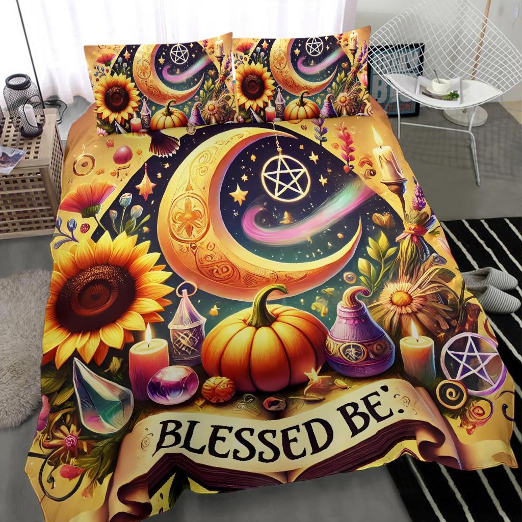 Magick Crescent Moon Wicca Bedding Set for Samhain Halloween-MoonChildWorld