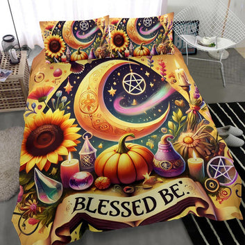 Magick Crescent Moon Wicca Bedding Set for Samhain Halloween-MoonChildWorld