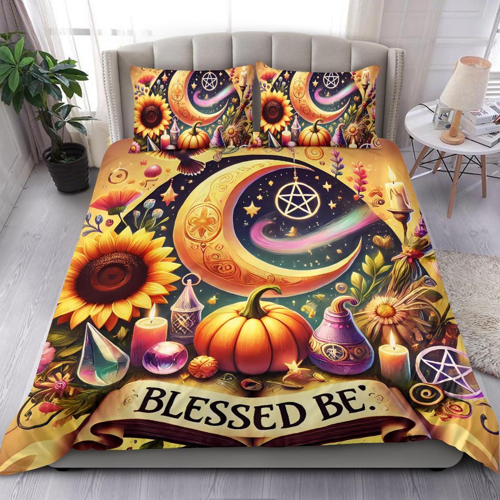 Magick Crescent Moon Wicca Bedding Set for Samhain Halloween-MoonChildWorld