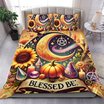 Magick Crescent Moon Wicca Bedding Set for Samhain Halloween-MoonChildWorld