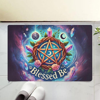 Magick Crystal Pentacle Wicca Doormat for Pagan Decor - Witchy Pentagram Doormat-MoonChildWorld