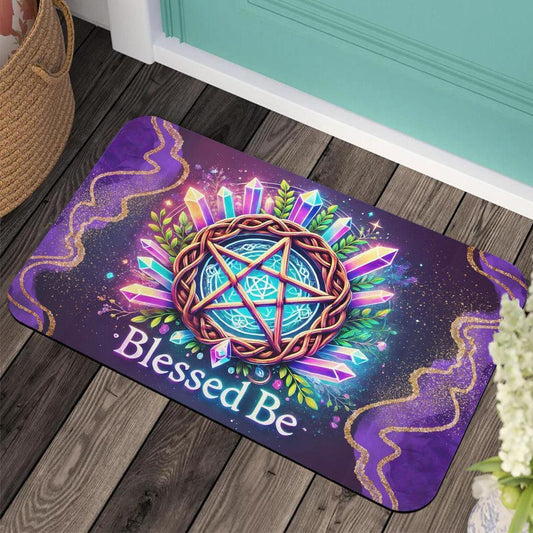 Magick Crystal Pentacle Wicca Doormat for Pagan Decor - Witchy Pentagram Doormat-MoonChildWorld