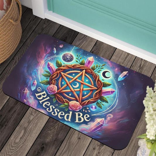 Magick Crystal Pentacle Wicca Doormat for Pagan Decor - Witchy Pentagram Doormat-MoonChildWorld