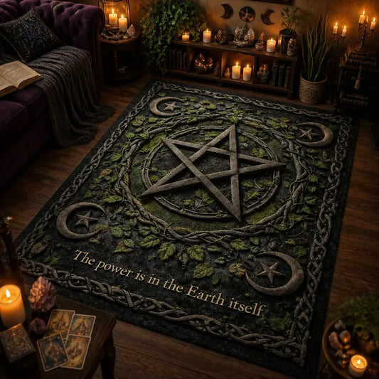 Magick Pentacle Area Rug – Wicca Pentagram & Moon Carpet for Pagan Decor_mockup_1.webp