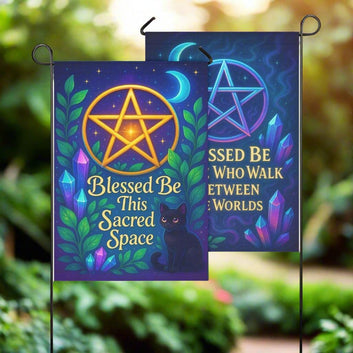 Magick Pentacle Wicca Garden Flag & House Flag - Wiccan Pagan Outdoor Decor
