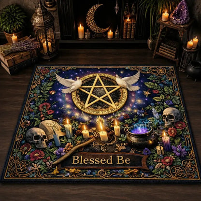 Magick Pentacle Wiccan Area Rug – Witch Cauldron Carpet Halloween Home Decor_mockup_2.webp