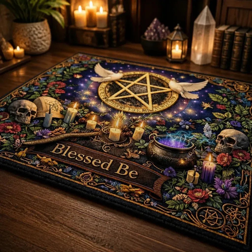 Magick Pentacle Wiccan Area Rug – Witch Cauldron Carpet Halloween Home Decor_mockup_3.webp